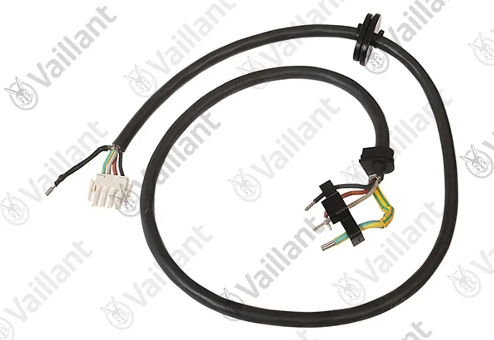 Vaillant Kabelbaum mit mehreren Anschlüssen, bestehend aus einem Stecker mit mehreren Adern und einem weiteren Steckverbinder. Flexible Kabelisolierung.